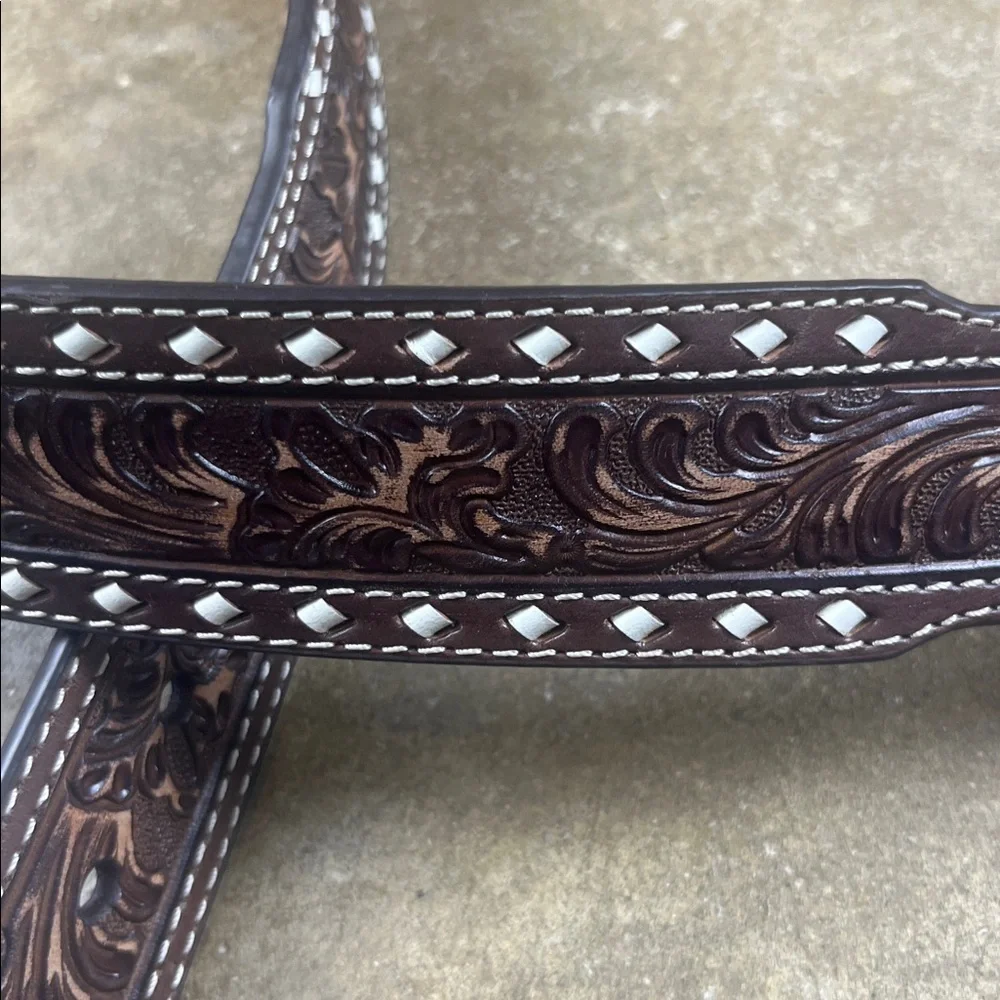 Nocona M & F Buckstitch Floral Belt Size: 38